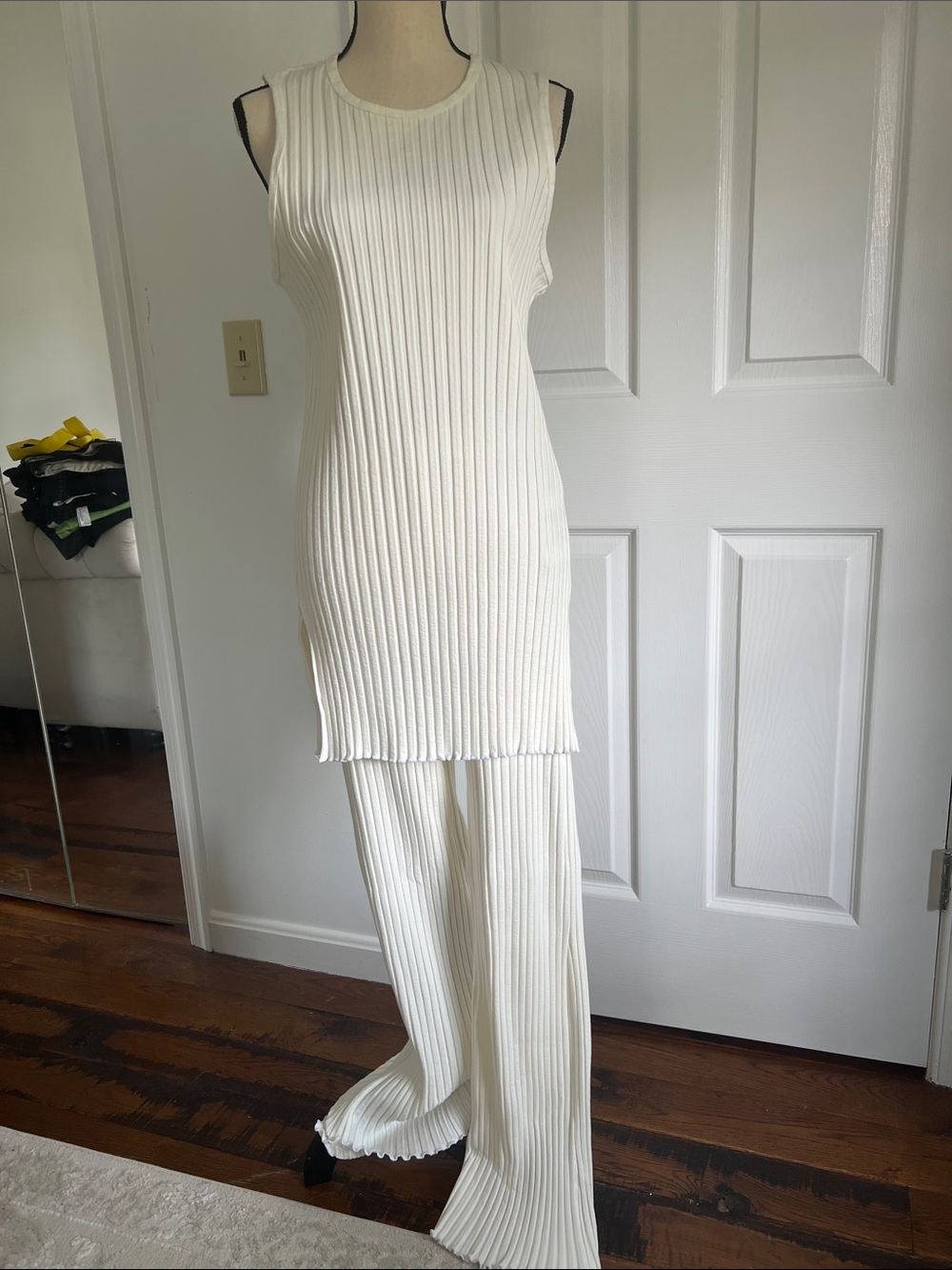 Simon Miller Cream Ribbed Wide-Leg Jumpsuit
